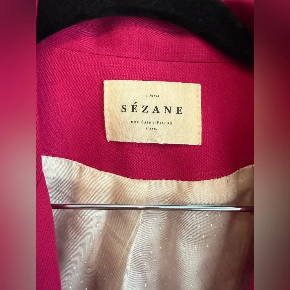 Sezane Raspberry Double-Breasted Blazer - Picture 4 of 11